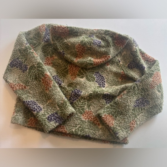 DUFFEL Made in America Long Sleeve Hooded Button Up Grape Print Sweater Small - Picture 2 of 11